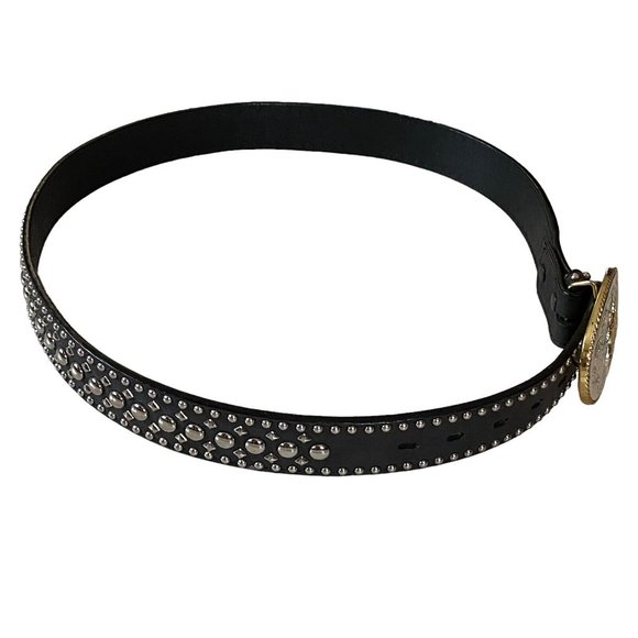 Ivan Silver Gold Engraved Horse Head Buckle Studded Tooled Rodeo Cowboy Belt 38 - Picture 2 of 12